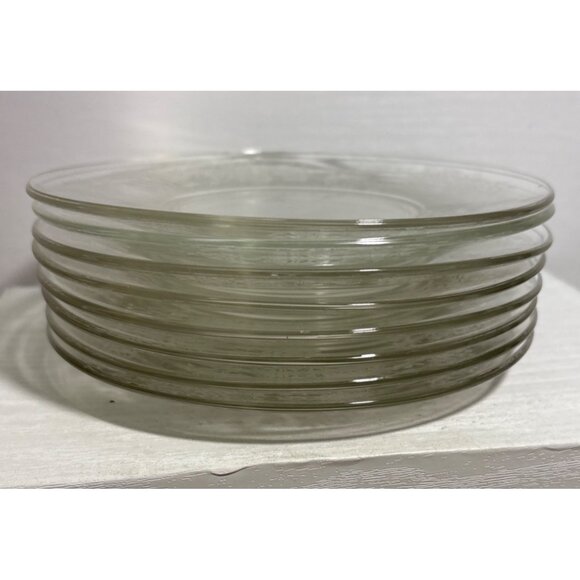 8 Vtg Clear Glass Plates 6" With Floral Rose Etched Design Bread Dessert Saucer - Picture 12 of 16